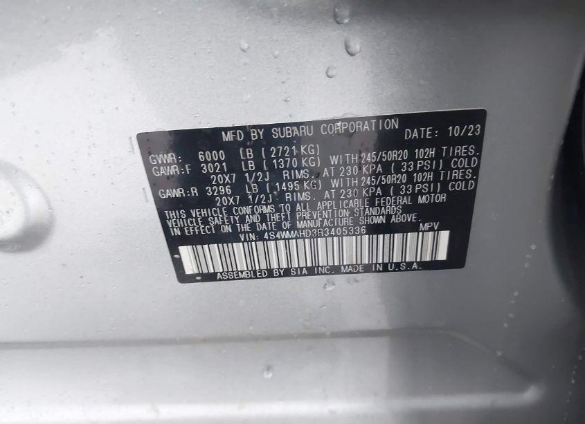 Photo 9 of 2024 Subaru Ascent ONYX EDITION 7-PASSENGER (VIN 4S4WMAHD3R3405336)