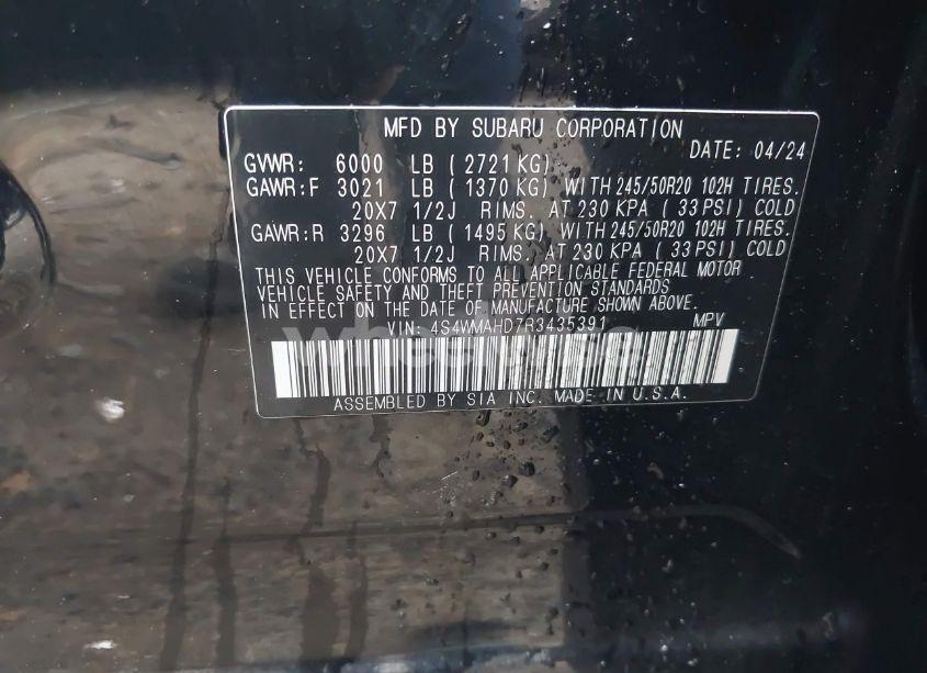 Photo 9 of 2024 Subaru Ascent ONYX EDITION 7-PASSENGER (VIN 4S4WMAHD7R3435391)