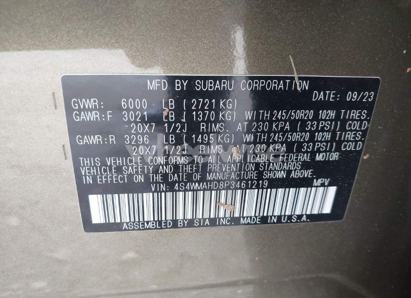 Photo 9 of 2023 Subaru Ascent ONYX EDITION 7-PASSENGER (VIN 4S4WMAHD8P3461219)