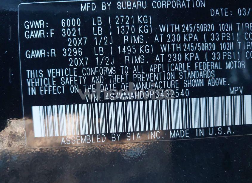 Photo 9 of 2023 Subaru Ascent ONYX EDITION 7-PASSENGER (VIN 4S4WMAHD9P3432540)