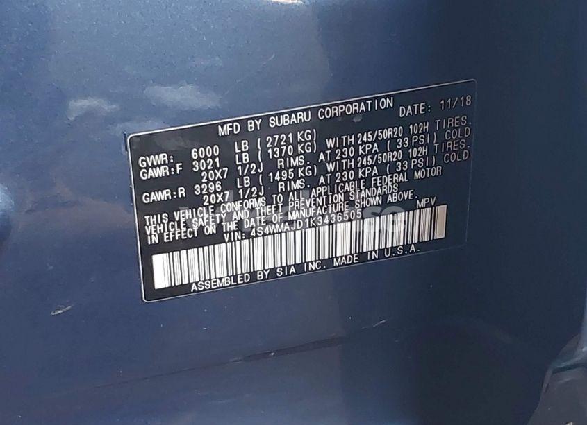 Photo 9 of 2019 Subaru Ascent LIMITED (VIN 4S4WMAJD1K3436505)