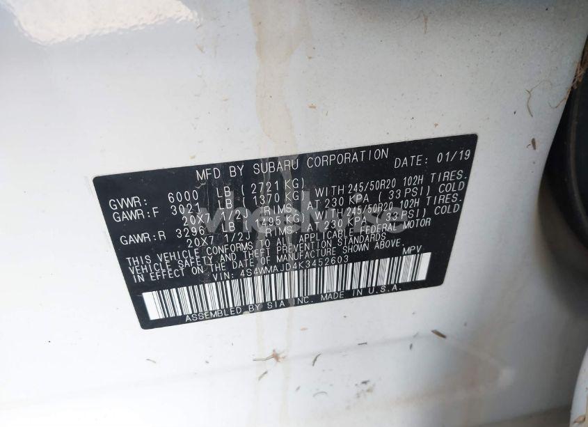 Photo 9 of 2019 Subaru Ascent LIMITED (VIN 4S4WMAJD4K3452603)