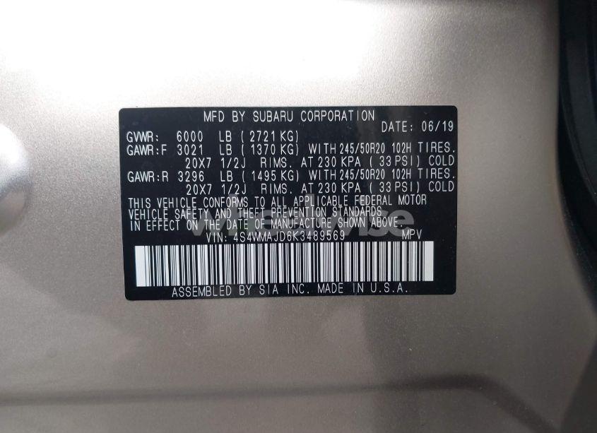 Photo 9 of 2019 Subaru Ascent LIMITED (VIN 4S4WMAJD6K3489569)