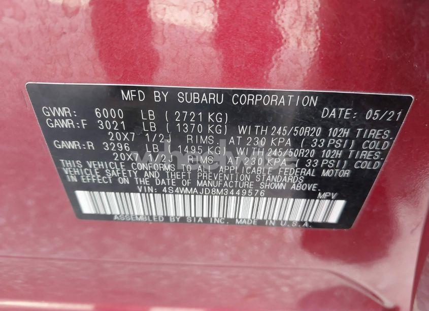 Photo 9 of 2021 Subaru Ascent LIMITED (VIN 4S4WMAJD8M3449576)