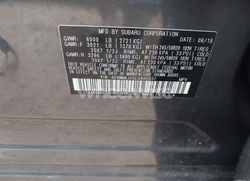 Photo 9 of 2020 Subaru Ascent LIMITED (VIN 4S4WMAJDXL3400037)