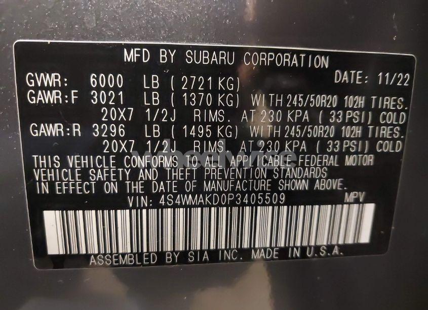 Photo 9 of 2023 Subaru Ascent ONYX EDITION LIMITED 7-PASSENGER (VIN 4S4WMAKD0P3405509)