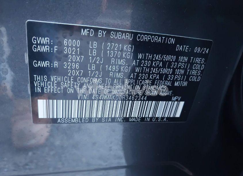 Photo 9 of 2024 Subaru Ascent ONYX EDITION LIMITED 7-PASSENGER (VIN 4S4WMAKD0R3462344)