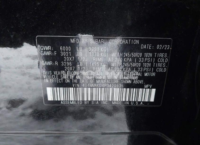 Photo 9 of 2023 Subaru Ascent ONYX EDITION LIMITED 7-PASSENGER (VIN 4S4WMAKD4P3420935)