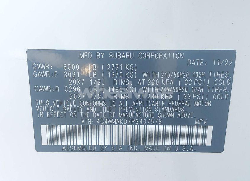 Photo 9 of 2023 Subaru Ascent ONYX EDITION LIMITED 7-PASSENGER (VIN 4S4WMAKD7P3407578)