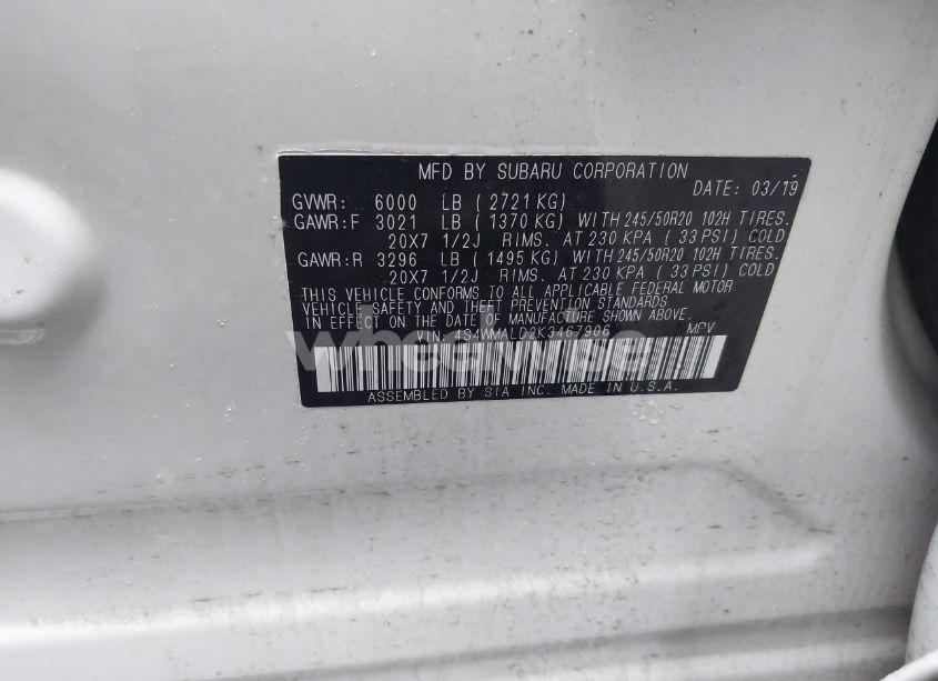 Photo 9 of 2019 Subaru Ascent LIMITED (VIN 4S4WMALD2K3467906)