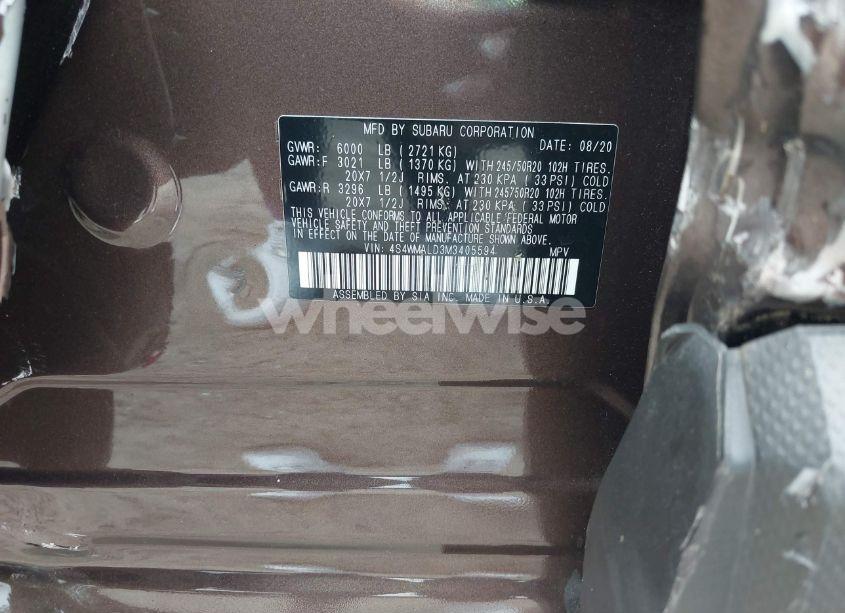 Photo 9 of 2021 Subaru Ascent LIMITED (VIN 4S4WMALD3M3405594)