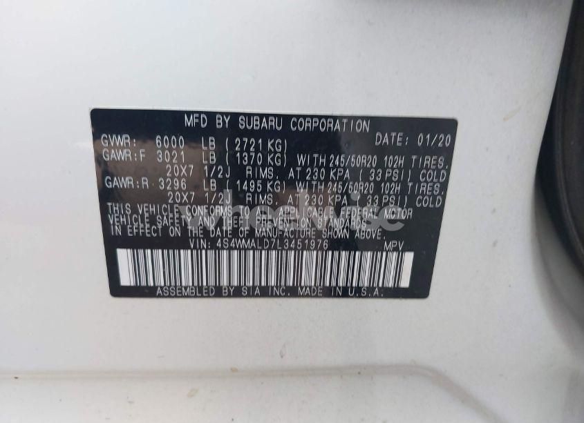 Photo 9 of 2020 Subaru Ascent LIMITED (VIN 4S4WMALD7L3451976)