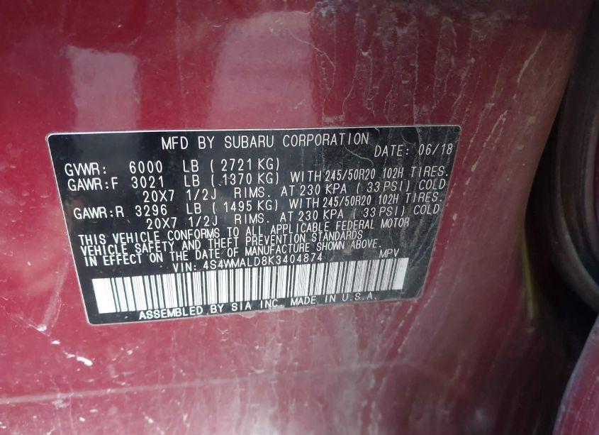 Photo 9 of 2019 Subaru Ascent LIMITED (VIN 4S4WMALD8K3404874)