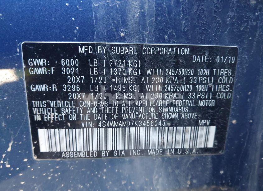 Photo 9 of 2019 Subaru Ascent LIMITED (VIN 4S4WMAMD7K3456043)