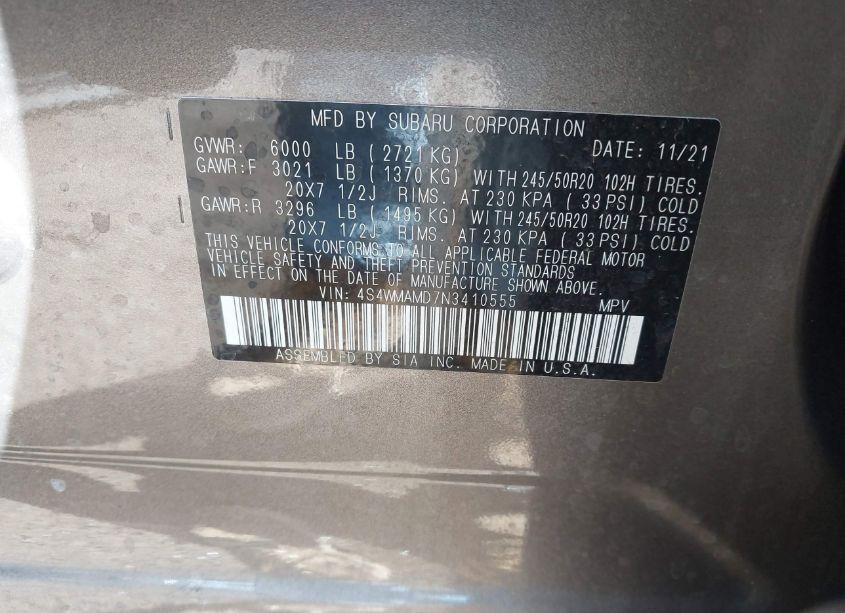 Photo 9 of 2022 Subaru Ascent LIMITED (VIN 4S4WMAMD7N3410555)