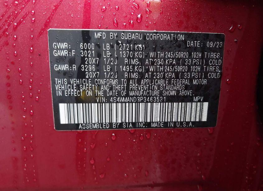 Photo 9 of 2023 Subaru Ascent LIMITED 8-PASSENGER (VIN 4S4WMAND3P3463531)