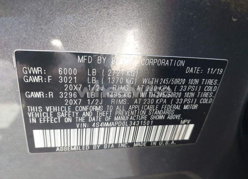 Photo 9 of 2020 Subaru Ascent LIMITED (VIN 4S4WMAPD0L3431501)