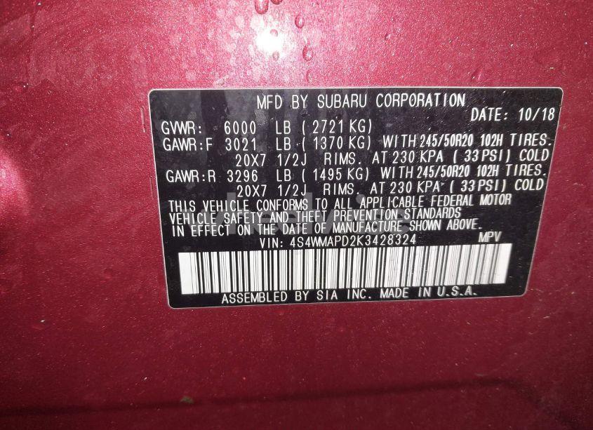 Photo 9 of 2019 Subaru Ascent LIMITED (VIN 4S4WMAPD2K3428324)