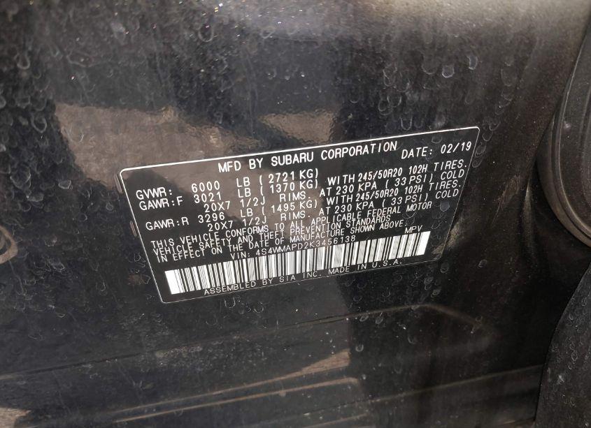 Photo 9 of 2019 Subaru Ascent LIMITED (VIN 4S4WMAPD2K3456138)