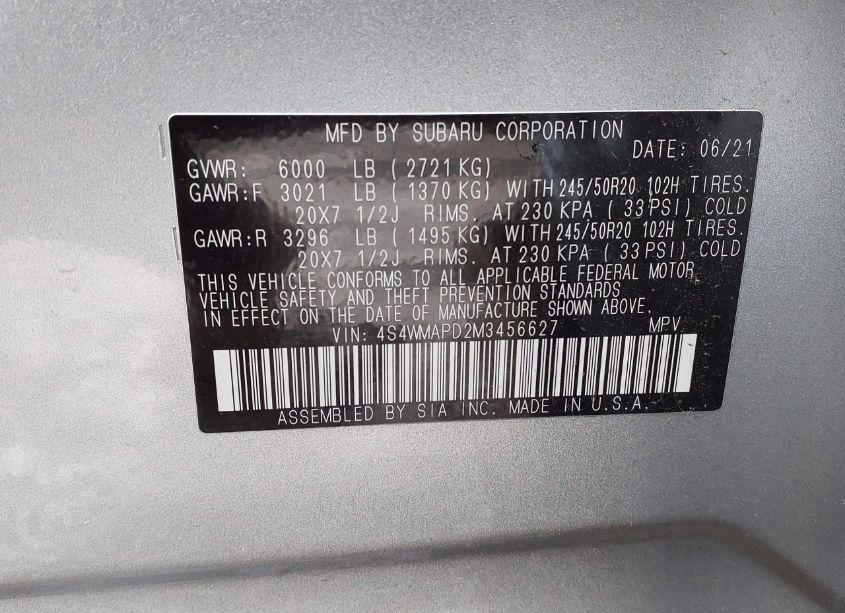 Photo 9 of 2021 Subaru Ascent LIMITED (VIN 4S4WMAPD2M3456627)