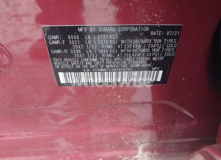 Photo 9 of 2021 Subaru Ascent LIMITED (VIN 4S4WMAPD2M3464002)