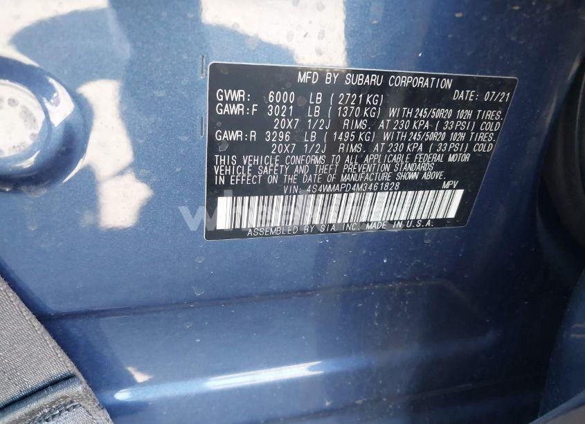 Photo 9 of 2021 Subaru Ascent LIMITED (VIN 4S4WMAPD4M3461828)