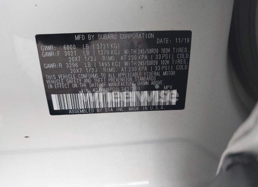 Photo 9 of 2020 Subaru Ascent LIMITED (VIN 4S4WMAPD9L3437300)