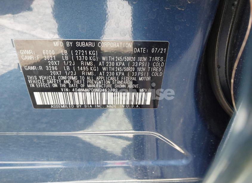 Photo 9 of 2021 Subaru Ascent LIMITED (VIN 4S4WMAPD9M3462702)