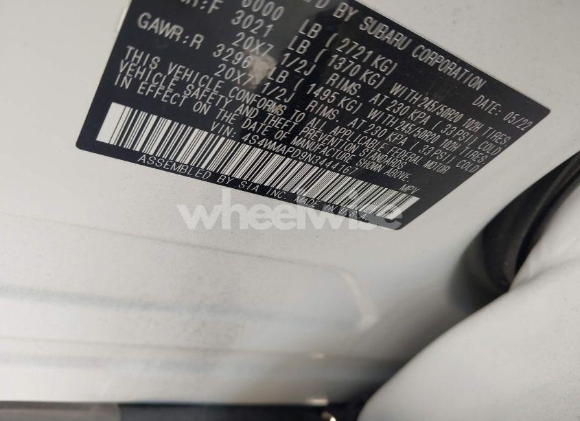 Photo 9 of 2022 Subaru Ascent LIMITED (VIN 4S4WMAPD9N3444167)