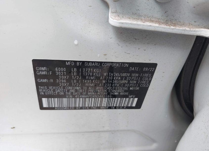 Photo 9 of 2022 Subaru Ascent LIMITED (VIN 4S4WMAPDXN3462080)