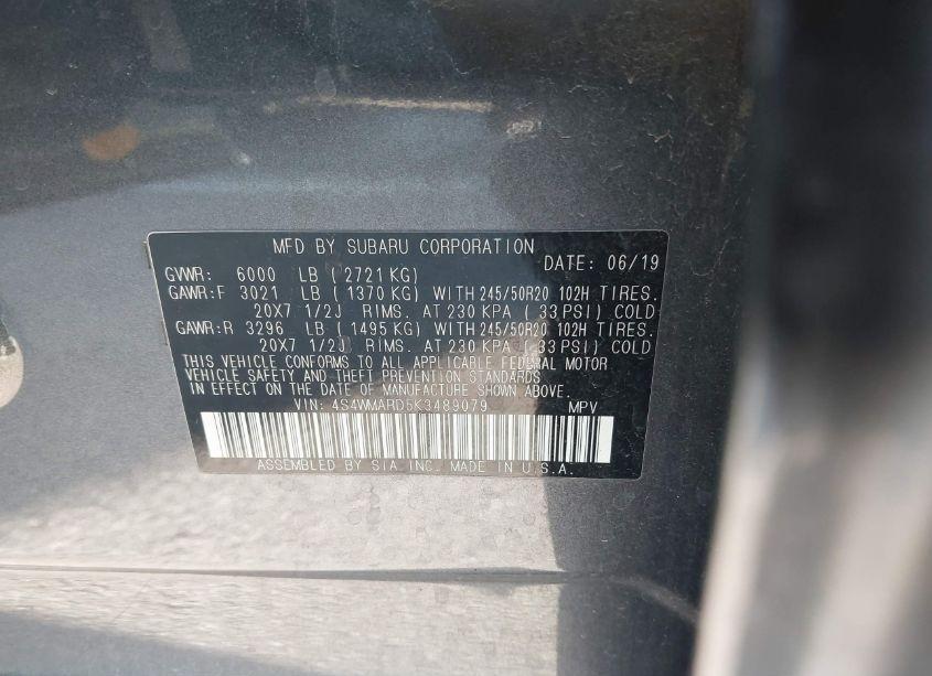 Photo 9 of 2019 Subaru Ascent TOURING (VIN 4S4WMARD5K3489079)