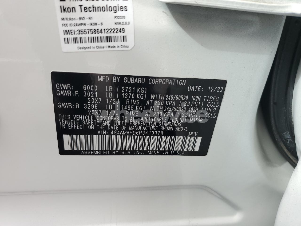 Photo 13 of 2023 SUBARU ASCENT TOURING (VIN 4S4WMARD6P3410378)