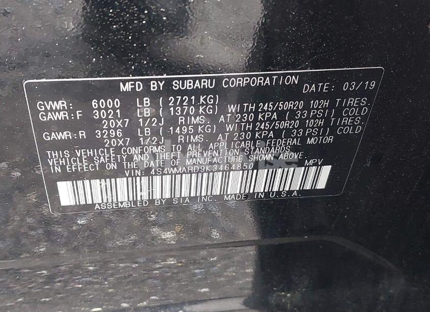 Photo 9 of 2019 Subaru Ascent TOURING (VIN 4S4WMARD9K3464850)