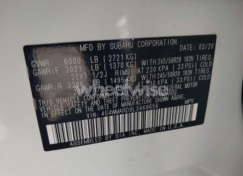 Photo 9 of 2020 Subaru Ascent TOURING (VIN 4S4WMARD9L3468656)