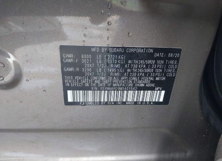 Photo 9 of 2021 Subaru Ascent TOURING (VIN 4S4WMARD9M3401542)