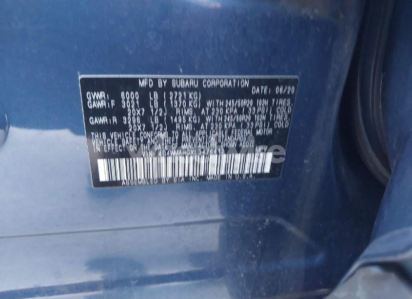 Photo 9 of 2020 Subaru Ascent TOURING (VIN 4S4WMARDXL3476412)