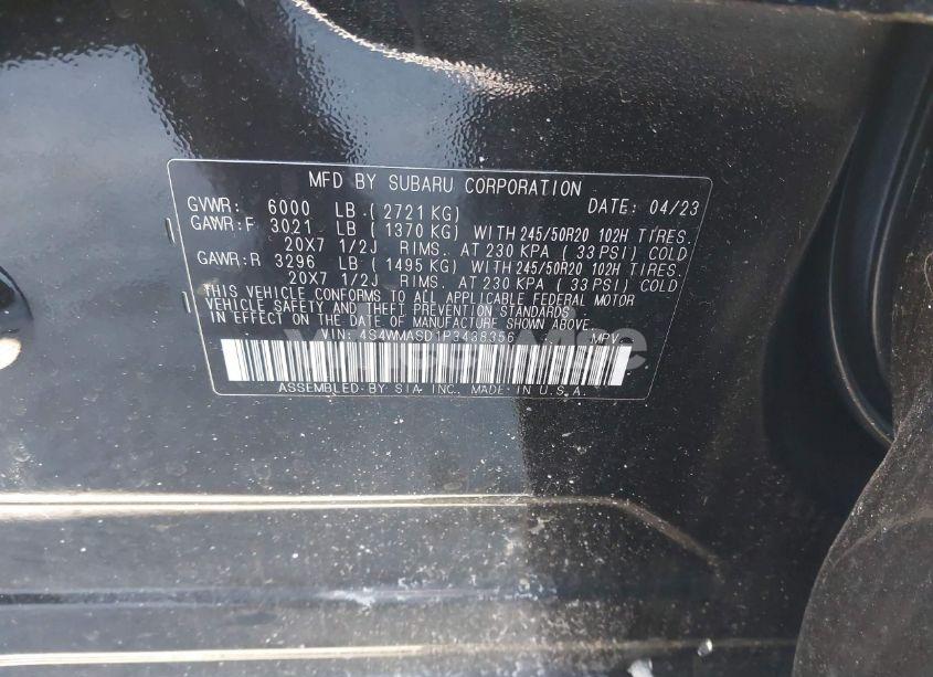 Photo 9 of 2023 Subaru Ascent LIMITED 7-PASSENGER (VIN 4S4WMASD1P3438356)