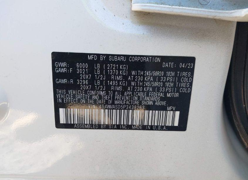 Photo 9 of 2023 Subaru Ascent LIMITED 7-PASSENGER (VIN 4S4WMASD5P3438263)