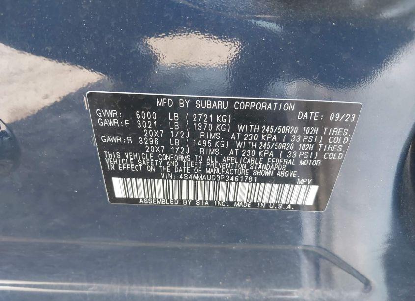 Photo 9 of 2023 Subaru Ascent LIMITED 7-PASSENGER (VIN 4S4WMAUD3P3461781)