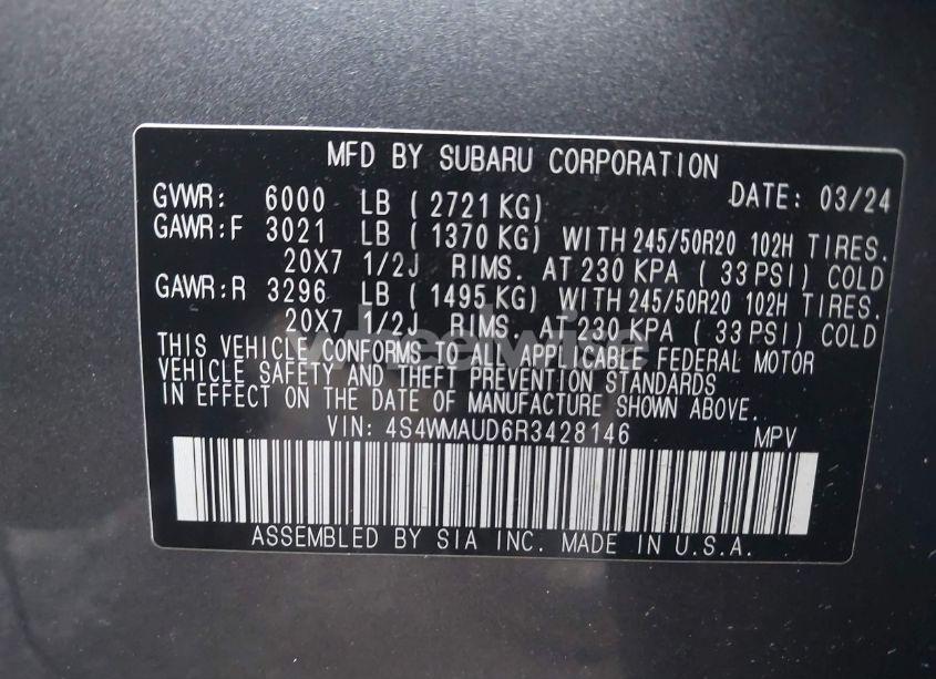 Photo 9 of 2024 Subaru Ascent LIMITED 7-PASSENGER (VIN 4S4WMAUD6R3428146)