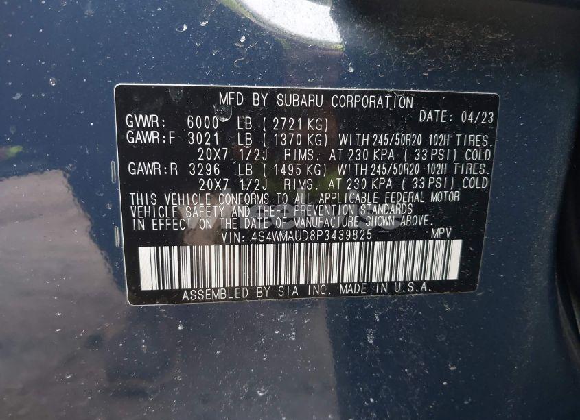 Photo 9 of 2023 Subaru Ascent LIMITED 7-PASSENGER (VIN 4S4WMAUD8P3439825)