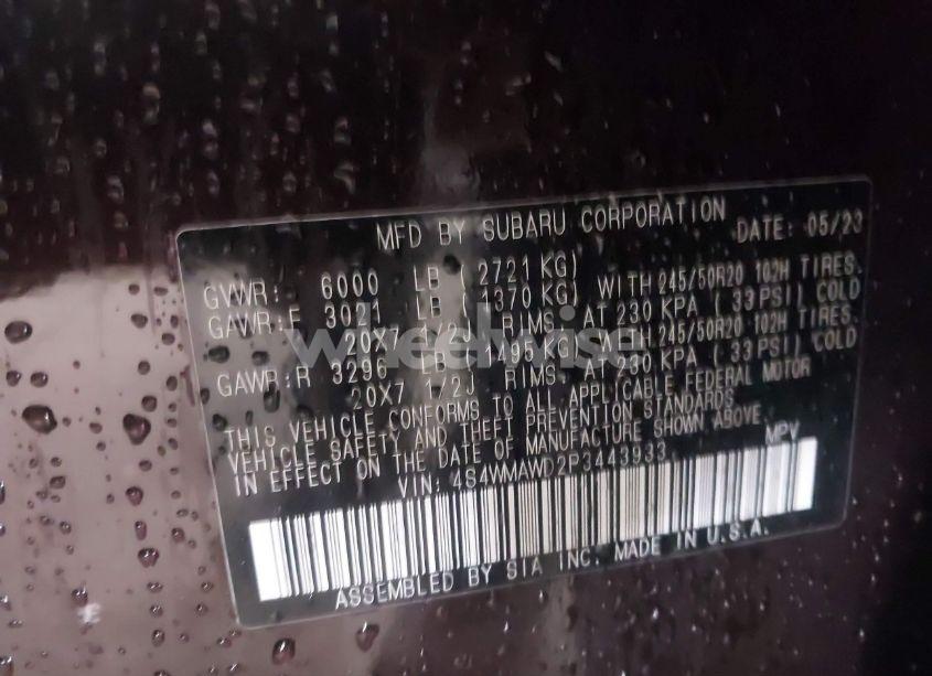 Photo 9 of 2023 Subaru Ascent TOURING 7-PASSENGER (VIN 4S4WMAWD2P3443933)