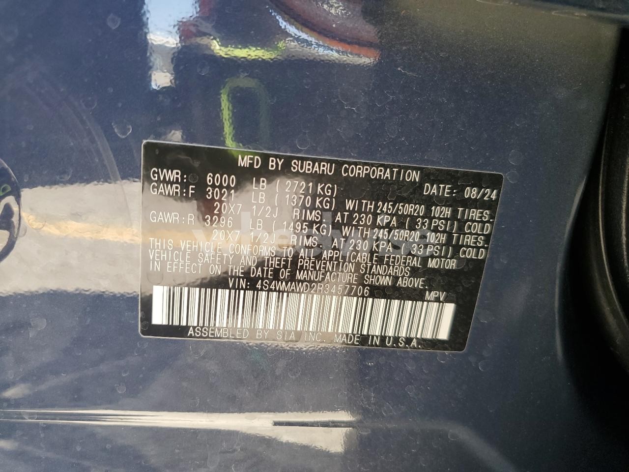 Photo 14 of 2024 SUBARU ASCENT TOURING (VIN 4S4WMAWD2R3457706)