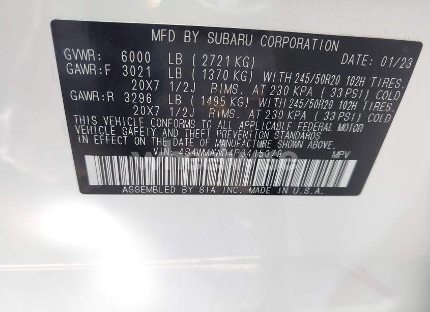 Photo 9 of 2023 Subaru Ascent TOURING 7-PASSENGER (VIN 4S4WMAWD4P3415079)
