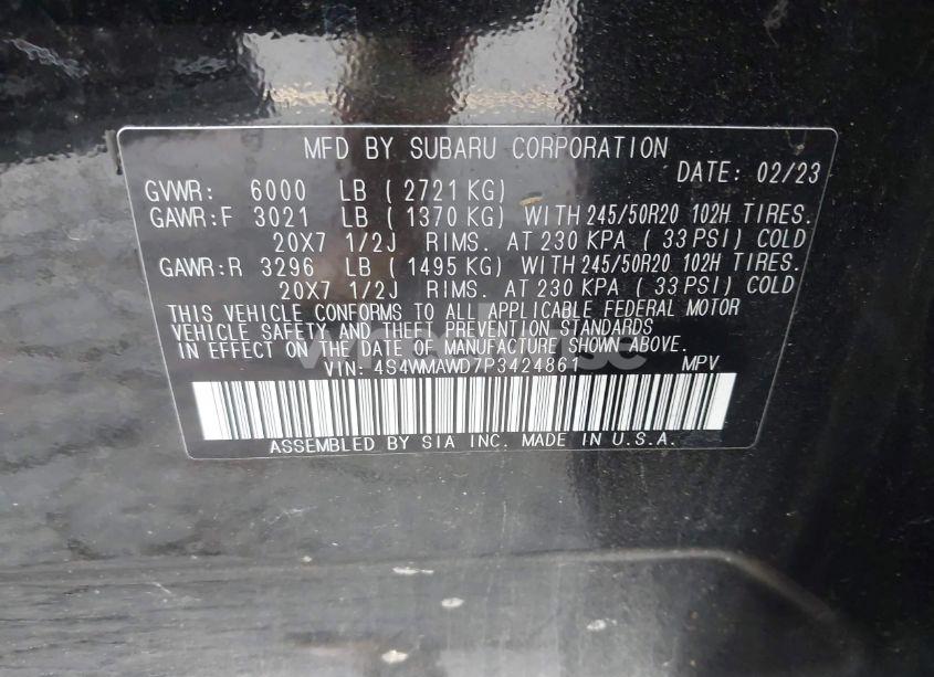 Photo 9 of 2023 Subaru Ascent TOURING 7-PASSENGER (VIN 4S4WMAWD7P3424861)