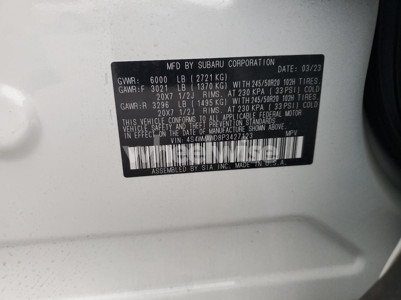Photo 12 of 2023 SUBARU ASCENT TOURING (VIN 4S4WMAWD8P3427123)