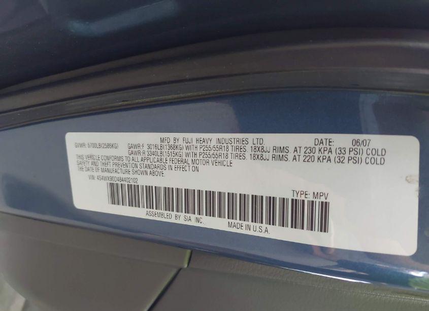 Photo 9 of 2008 Subaru Tribeca LIMITED 7-PASSENGER (VIN 4S4WX90D484402102)