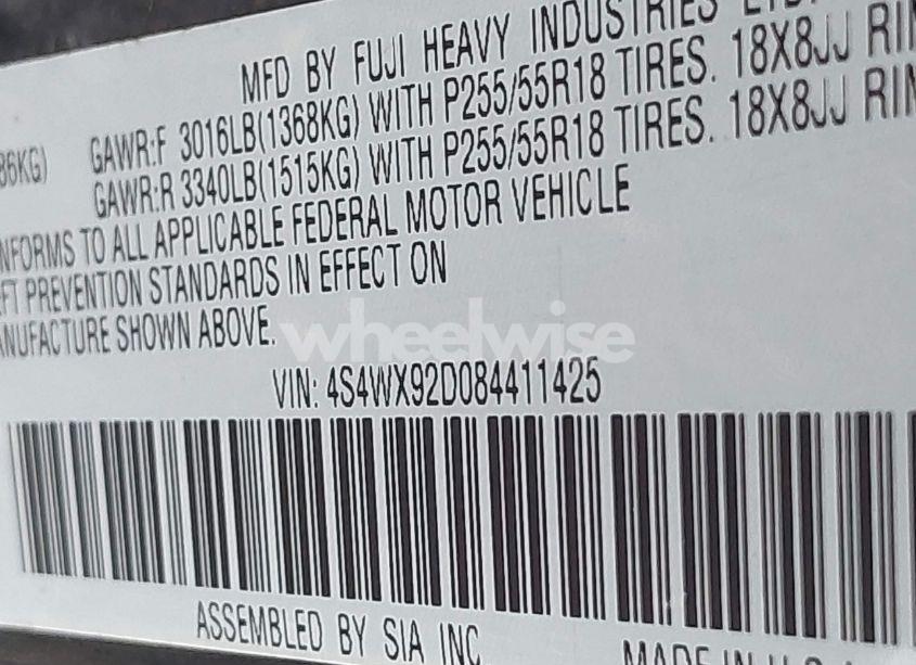 Photo 9 of 2008 Subaru Tribeca LIMITED 5-PASSENGER (VIN 4S4WX92D084411425)