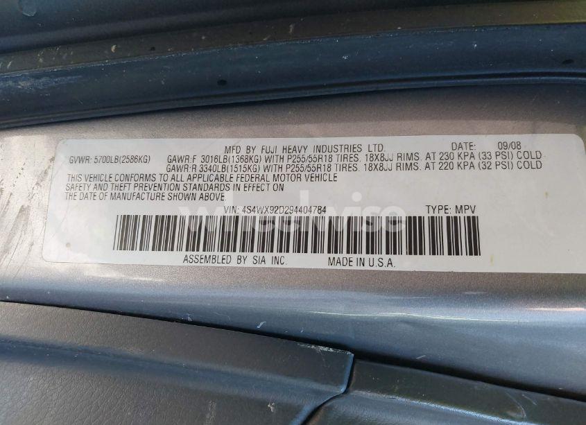 Photo 9 of 2009 Subaru Tribeca LIMITED 5-PASSENGER (VIN 4S4WX92D294404784)