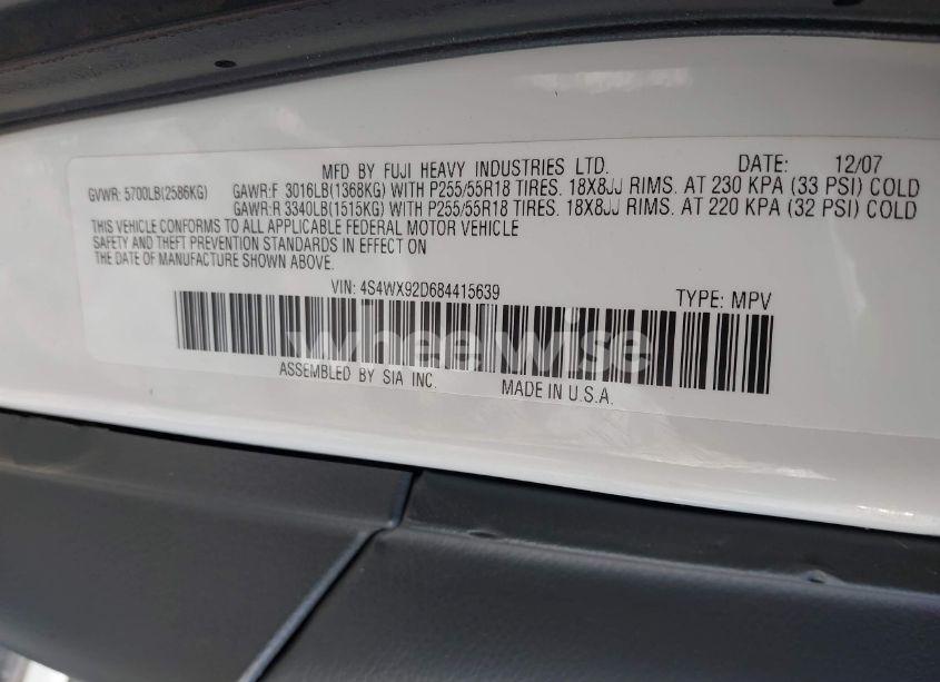 Photo 9 of 2008 Subaru Tribeca LIMITED 5-PASSENGER (VIN 4S4WX92D684415639)